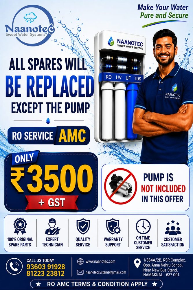 RO Service AMC offer - all spares replaced except the pump, ₹3500 plus GST